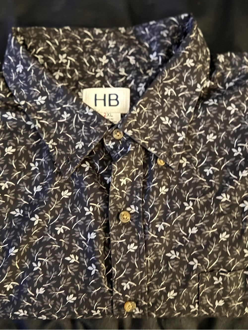 HB Men's Navy Floral Print Button-Down Shirt